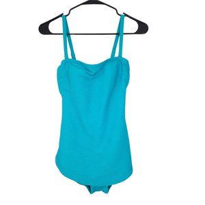 NWOT Gottex Aqua Blue Textured One Piece Swimsuit w/ Removable Straps